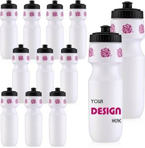 lot 2153 image: Talltalk 12 Pack Cheerleading Water Bottles Bulk 24 oz Reusable Plastic Cheer Water Bottles with Pull Top Cap Dishwasher Safe Cheerleader Drinking Bottle for Game Sports Dance Party (Rose Red)