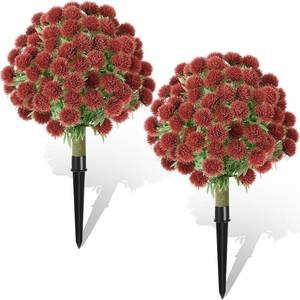 lot 2161 image: Yunlly 24 Artificial Dandelion Flowers Topiary Tree Set of 2, Realistic Fake Plants Topiary Ball Outdoor UV Resistant Faux Dandelion Bushes for Front Porch Garden, Patio, Wedding Home Indoor Decor