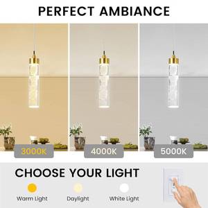 lot 2183 image: Pendant Lights Kitchen Island Modern Mini Pendant Light Fixtures with Crystal Stone, Dimmable LED Chandelier, Gold Hanging Light Fixture for Dining Room Hallway, 3000-5000K Adjustable, ETL