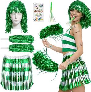 lot 2247 image: Folmywy World Cup 2026 Cheerleader Costume Fans Cheer Set Cheerleading Outfit for Soccer Foil Tinsel Wig Skirt Tattoo Sticker