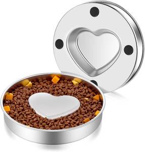 lot 2249 image: tchrules 2 Pack Slow Feeder Dog Bowls Stainless Steel, 2 Cups Metal Slow Eating Dog Bowl with Non-Slip Pads, Heart Pet Food Bowls for Small Medium Breed Dogs to Slow Down Eating Anti-Gulping