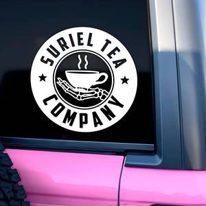 lot 2261 image: ACOTAR Suriel Tea Company Customize Car Decal Bookish Skeleton  Car Accessories, SJM Inspiration Vinyl Waterproof Bumper Decal for Mom Dad Friend