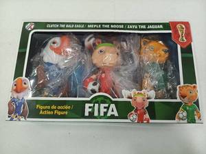 lot 2284 image: 2026 World Cup Mascot and Star Player Style Figures Set of 3, 4 Inch PVC Cartoon Football Character Toys, Sports Collectible Figurines for Kids Fans Party Favors