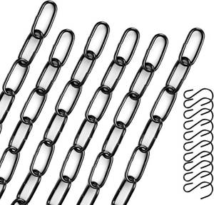 lot 2298 image: Black Hanging Plant Chains Kit, 36-Inch Adjustable Plant Hangers with Hooks and Clips for Hanging Baskets, Bird Feeders, Wind Chimes, Planters and Porch Signs -6PACK