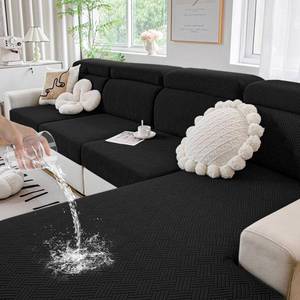 lot 2302 image: hyha Waterproof Couch Cushion Covers, Stretch Magic Sofa Seat Slipcover, Waterproof Sectional CouchSofa Cushion Covers for Pets Washable with Elastic Bottom(Back Cover M, Black)