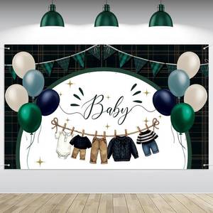 lot 2304 image: Tingjoo Tartan Plaids Baby Shower Backdrop Decorations 72.8 x 43.3 in Blue and Green Tartan Durable Baby Shower Favors Banner Backdrop Photo Booth Background for Gender Reveal Party Supplies