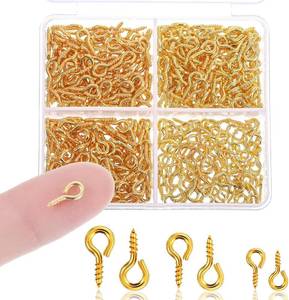 lot 2321 image: 900 Pcs 3 Sizes Small Gold Screw Eye Hook for Jewelry Making Mental Mini Eyelet Pins Hooks for Art Projects & Bead Charms DIY Making Crafts Cork Top Bottles Color is sliver