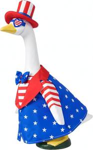 lot 2327 image: BCARICH Patriotic Porch Goose Outfit 4th of July Yard Goose Clothes with Top Hat and Glasses, Independence Day American Flag Costume Accessories for 23 Large Lawn Goose, Red White Blue Outdoor Decor