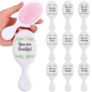 lot 2343 image: LemonRoad 10 Pcs Christian Weeding Favors for Guests Bulk Bible Verse Mini Hair Brush Gifts for Women You Are Amazing Loved Church Inspirational Gifts Eucalyptus Detangle Hair Brush Bulk for Weeding