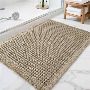 lot 2354 image: Waffle Bathroom Rugs, Ultra Soft Waffle Weave Runner Mat, Brown, 17x24 Inch