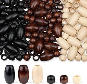lot 2361 image: ZHIYUXI 135PCS Black and Brown Large Hole Wooden Beads for Hair Braids  Mixed Size Wood Bead 30x20mm & 15x10mm, Natural Rustic Macrame Beads for DIY Crafts Jewelry Making Farmhouse Decor