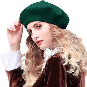 lot 2365 image: Womens Beret French Classic Beanie Hat Wool Beret Solid Color
