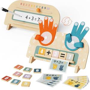 lot 2394 image: Montessori Math Toy for Kids 3-5, Double-Sided Finger Counting Board with Writing Board & Number Blocks, Preschool Learning Toy for Addition & Subtraction, Educational Gift