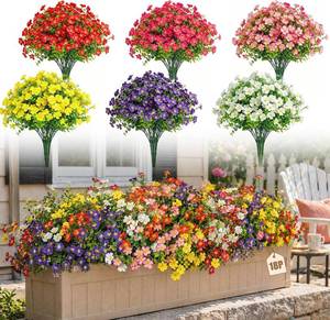 lot 2395 image: Artificial Flowers for Outdoors,UV Resistant(18P Large Bunch)  Realistic Fake Outdoor Flowers,No Fade Summer Decor for Planter,Pot,Window Box,Hanging Basket,Porch