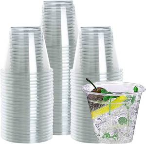 lot 2396 image: 50 Count 9 Oz Clear Plastic Cups Disposable Cups, PET  Plastic Wine Glasses, Plastic Party Cups, For Cold Drink, Juice Water, Cocktail Whisky, Iced Coffee Tea