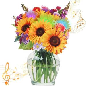 lot 2417 image: Tcamp Pop Up Birthday Cards with Music and Lights-10 Inch Sunflower Bouquet  Mothers Day Card, Anniversary Birthday Gifts for Women Mom Sister