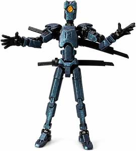 lot 2431 image: Commander T13 Action Figure, Pre-Assembled 3D Printed Articulated Robot Figure with Command Blade, Black Gold Poseable Collectible Desk Display Model for Sci-Fi Robot Fans Color White