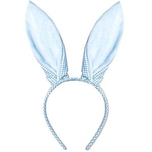 lot 2433 image: Blue Bunny Ears Headband, Cute Blue Plaid Easter Bunny Ears Headband for Easter Accessories for Women