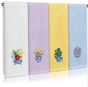 lot 2437 image: SmoothNovelty 4 Pcs Blue and White Porcelain Chinoiserie Kitchen Towels 29 X 13 Tea Towel Cotton Embroidered Blue Floral Decorative Absorbent Dishcloths Dish Towels for Bathroom Decor