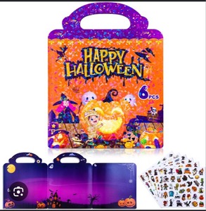lot 2459 image: Happy Halloween reusable sticker books featuring holographic, shiny details. 6 PCS.