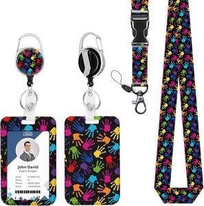 lot 2500 image: ID Badge Holder with Lanyard Hand Retractable Reel Lanyards for ID Badges Name Tag Clips Funny Nurse Teacher Office Student Gift