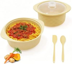 lot 2514 image: Silicone Microwave Steamer Pot with Handle & Lid 30oz Microwave Steamer Bowl for Baby FoodVegetablesFish,Oven & Dishwasher Safe to 480 F, Easy Clean, 100% Food Grade (Light Yellow)