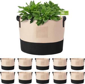 lot 2477 image: LITLANDSTAR 10 Gallon Fabric Grow Bags, 10 Pack Heavy Duty Thickened Nonwoven Plant Grow Bags with Handles and Label Bags, Fabric Plant Pots for Growing Vegetables Flowers Herbs (Black Mixed Camel)