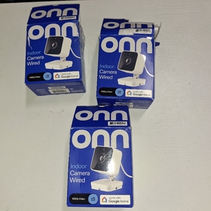 lot 2556 image: 3 Pack Of Onn Indoor Camera Wired