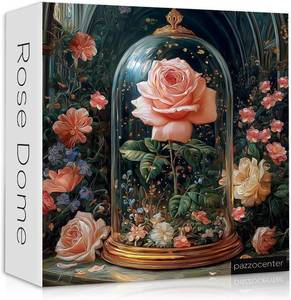 lot 2565 image: Rose Flower Puzzles for Adults 1000 Pieces, Unique Floral Plant Jigsaw Puzzles, Beautiful Rose in Glass Dome Home Decor