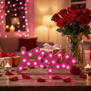 lot 2576 image: Canlierr 15.7 X 7.4 in Valentines Day Light Up Xoxo Sign Large Pink Xoxo Letters for Table Decorations Romantic Wooden Letters for Valentine Gift Wedding Birthday Tabletop Party Decor