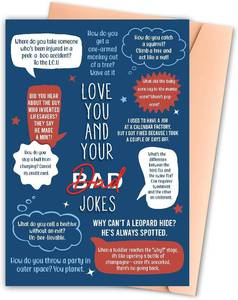 lot 2588 image: BETHEGIFT Fathers Day Card for Dad - Funny Card for Fathers Day - Dad Jokes Card - Birthday Card for Dad - Dad Card from Daughter, Son, Kids - Meaningful Message for Father - Premium Greeting Card