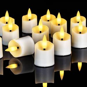 lot 2903 image: Homemory 12 Pack Timer LED Flameless Votive Tealights, White Base  6h auto timer, realistic flickering flame, White candle base, 150 hour battery life, Wedding & holiday decor