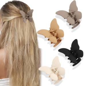 lot 2925 image: 4PCS Butterfly Hair Clips for Women Matte Butterfly Claw Clips for Thick and Thin Hair Cute Hair Accessories for Women (Black, Ivory, Khaki, Brown)