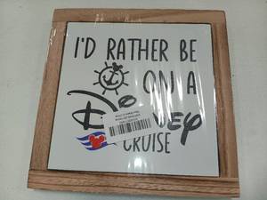 lot 2931 image: Id Rather Be on a Disney Cruise farmhouse-style wooden box sign for tabletop decor