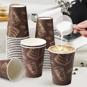lot 2934 image: 12 oz 100 Pack Coffee Cups Disposable Thickened Paper Coffee Cups  Disposable Paper Cups, Hot Cold Beverage Drinking Paper Coffee Cups for Office, Home, Party, Travel