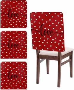 lot 2953 image: Valentiens Chair Covers Set of 4 Love Heart Chair Slipcovers Stretch Removable Back Cover Red Heart Banquet Seat Protector for Dining Hotel Party
