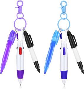 lot 2968 image: yadiana Mini Nurse Pen Set, Multicolor Pen in One, 2 Retractable Ball Pens 2 Permanent Marker Pens and 2 Tip Highlighter Set, Keychain Pen Badge Pens Gift for Nurses (Blue, Purple)
