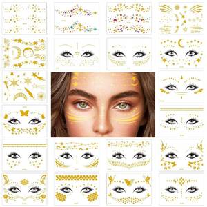 lot 2971 image: 20Pcs Gold Glitter Freckles Face Tattoo, Freckle Temporary Tattoos Sparkle Freckles for Women and Kids, Glitter Face Tattoos for Festival Makeup Accessories
