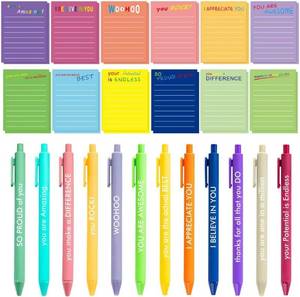 lot 3015 image: BHHQHH 24 Sets Employee Appreciation Gifts Funny Motivational Sticky Note Pads with Sayings Pens to Do List Funny Notepads Inspirational Post Notes Gifts for Coworker Nurse Teacher Office Supplies