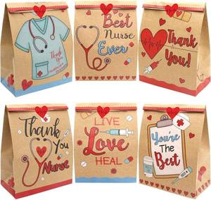 lot 3020 image: Fancy Land Nurses Week Gift Bags Thank You Nurses 18 Goody Bags Nurse Appreciation Healthcare Party Supplies Kraft
