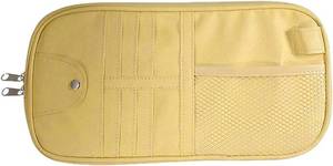 lot 3022 image: ZIMISI Car Visor Organizer, Double Zipper Sunglass Holder with Elastic Bands, PU Leather Car Storage Holder, Multi-Pocket Storage Pouch, Sun Visor Organizer for Most Cars (Beige)