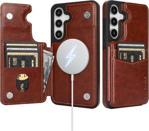lot 3029 image: SkyEagle Compatible with Magsafe for Samsung Galaxy S25 Wallet Case with Card Holder,Women Men Phone Case PU Leather Kickstand Flip Protective Cover Credit Card Slots,for Galaxy S25 6.2,Brown