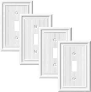lot 3035 image: DEWENWILS White Outlet Covers, Switch Plates, Decorative Metal Wall Plates  4 Pack, 1-Gang, Standard Size for Toggle Light Switches, Dimmers, Sockets