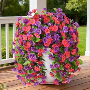 lot 3061 image: INQCMY Artificial Flowers for Outdoor Spring Summer Decoration Faux Silk Morning Glory Fake Hanging Flowers UV Resistant Look Real for Home Porch (Hot Pink&Orchid-2B)
