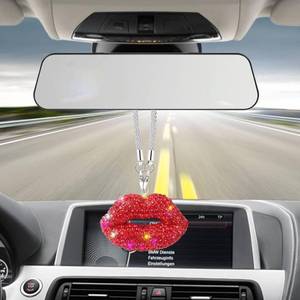 lot 3066 image: ZIMISI Bling Lip Car Hanging Accessories for Women, Crystal Rhinestone Car Decorations Ornament, Cute Rear View Mirror Charm, Lucky Rear View Mirror Accessories, Vehicle Interior Pendant (Red)