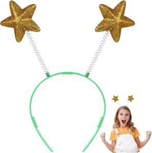 lot 3073 image: KALLORY Glitter Pentagram Cintillos De Sparkle Headbands - 8pcs Sequined Star Hair Hoops and Pop Alien Hairband