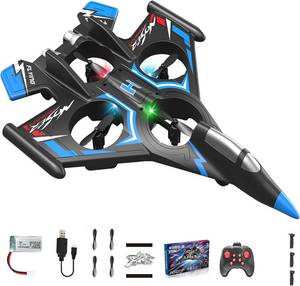 lot 3080 image: RC Plane Foam Airplane Remote Airplane Toy Airplanes for Kids  drone remote airplane foamair planes for kids remote control helicopter for boys 8-12 360 Flip Fighter Jet with Light(BLUE-B)