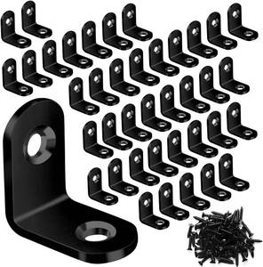 lot 3094 image: 40PCS L Bracket Corner Brace Sets, Stainless Steel Corner Brackets, 90 Degree Right Angle Bracket, Metal L Brackets for Shelves Wood Furniture Cabinet Chair Drawer with 80PCS Screws, Black (20mmx20mm)