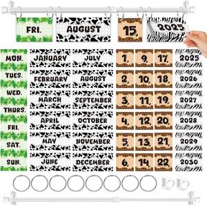 lot 3119 image: Cinrobiye Safari Animal Classroom Calendar Set with 56 Date Cards & Adjustable Hanging Rod, Bulletin Board Calendar for Morning Meeting, Preschool, Kindergarten, Homeschool, Teacher Classroom Decor