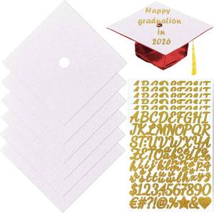 lot 3121 image: LUFEEMGA Graduation Cap Decorations, 6Pcs Glitter Cardstock Grad Cap Decor DIY Construction Paper Topper & Alphabet Adhesive Stickers Kit for Graduation Ceremony & PhotosGifts White